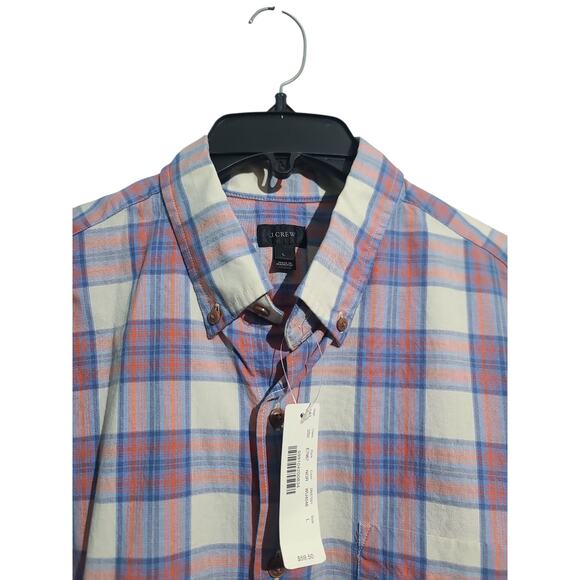 J. Crew Cream Plaid Red Blue Button Shirt Size Large NWT - Picture 4 of 6